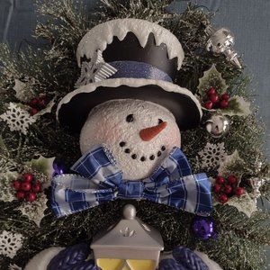 Thomas Kinkade Lighted Snowman Wreath